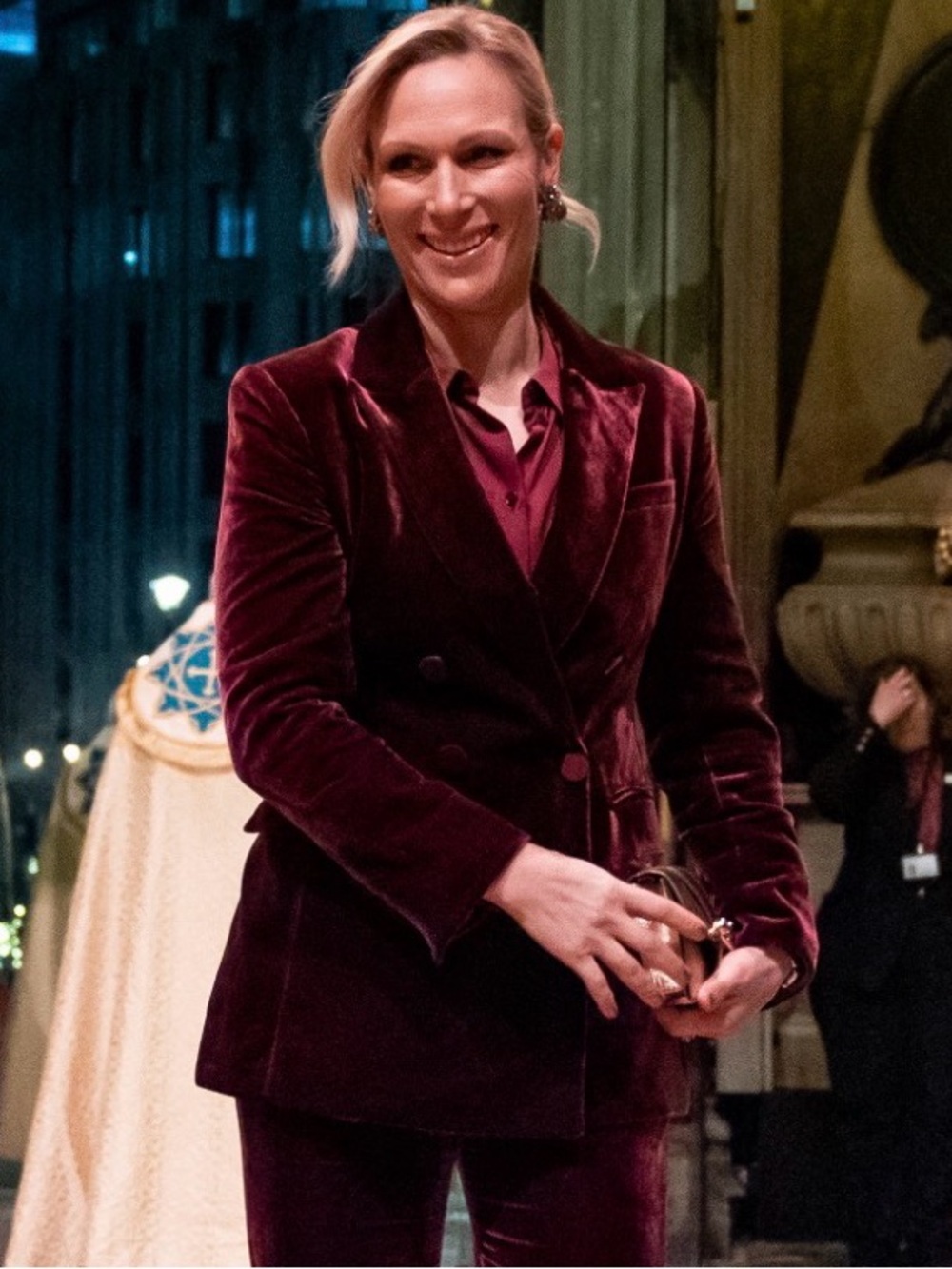 Zara Burgundy Velvet Double-Breasted Blazer
